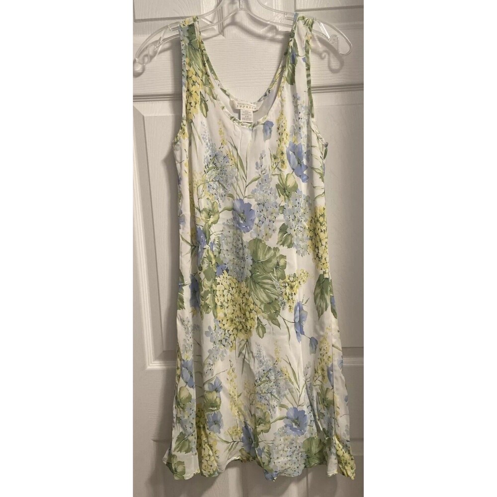 Express Women’s Floral Field Silk Dress Off White Size 9/10 PreOwned